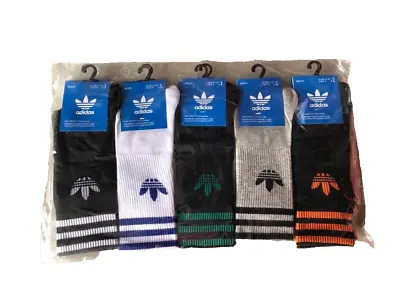 Adidas Men’s Socks Crew Socks Originals 5 Pack Colorway Sz 8-12 Unisex Socks NWT • $15.99