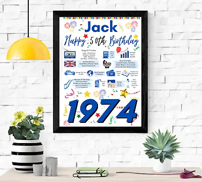 50TH Birthday Gift Present | 1974 The Year You Were Born Poster| Personalised • £4.95