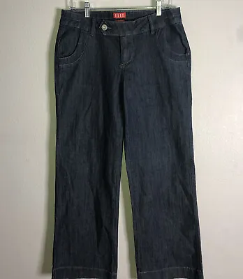 ELLE Monaco Wide Leg Trouser Denim Jeans Womens Size 8 Dark Wash Casual • $10