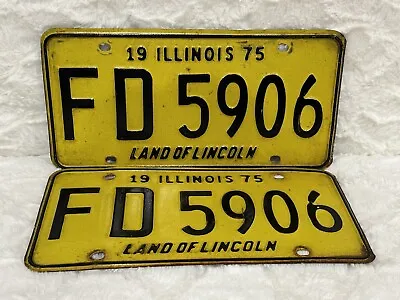 Vintage Illinois 1975 Municipal License Plate Set Man Cave Collector Wall Decor • $24.99