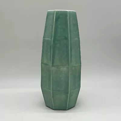 Mayco 2016 BC Vase 10 Inches Tall Green/blue Glaze Faceted • $19