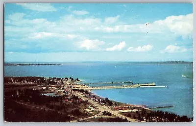 Mackinaw City Michigan - Aerial View Of The Mackinaw City - Vintage Postcard • $5.09