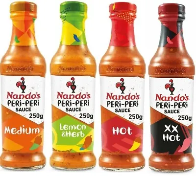 Nando's 250g Peri Peri Sauce - Hot / Medium / Lemon & Herb / XX Hot • £8.49