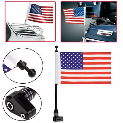 Motorcycle USA Flag Pole Rear Luggage Rack Mount For Honda Goldwing GL1800 Black • $16.99