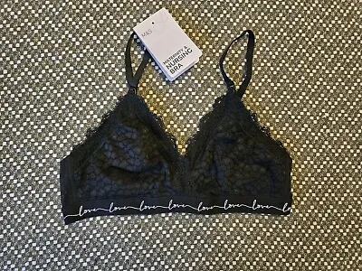M&S MARKS & SPENCER BLACK NON WIRED MATERNITY NURSING BRA SIZE   12A-C  Rrp £12 • £7