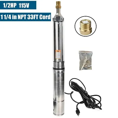 4  Deep Well Submersible Pump 1/2HP 110V 60 Hz 28GPM 150 Ft Max1 1/4in NPT • $109.59