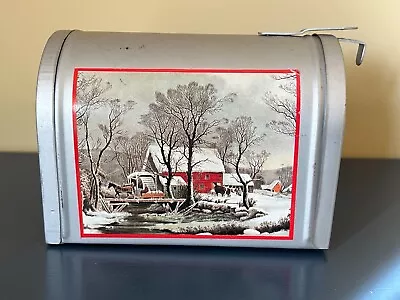 Vintage Giftco Metal Tin Mailbox Christmas Winter Scene • $8.50