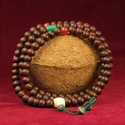 Mala Bodhi Seeds Chain Buddhism Meditation Turquoise Red 0 1/2-0 1/2in • $86.80