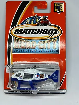 2002 Matchbox Superfast #63 Rescue Helicopter- Mip- No Logo - Hero City Card • $4.95