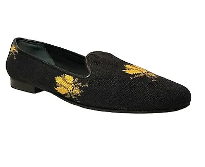 $42.30 • Buy Zalo Black Flats Loafers With Gold Yellow Bee Slip On Shoes Women's Size 7.5 M