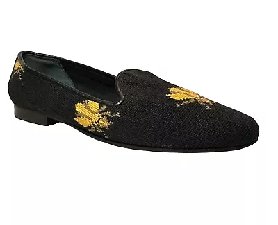 $42.30 • Buy Zalo Black Flats Loafers With Gold Yellow Bee Slip On Shoes Women's Size 7.5 M