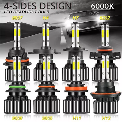 4-Side LED Headlight Bulb 9004 9005 9006 9007 9012 5202 H4 H7 H11 H13 Hi-Lo Beam • $8.99