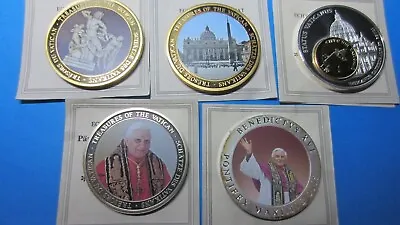 Medals 5 Saint Vatican Partially Farbmedaillen Partially Gold Plated And Pf Open • $21.62