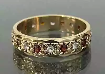 2.20Ct Round Cut Lab-Created Garnet Women's Wedding Band 14K Yellow Gold Plated • $129.99