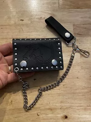 Biker Genuine Leather Wallet Chain Harley Davidson Motorcycle Horse Collector • $26.69