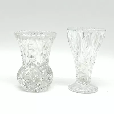 Vintage Lot 2 Small Crystal Glass Bud Vases • $14.95