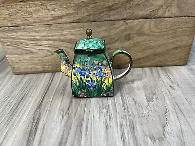 Vintage Kelvin Chen Mini Enamel Tea Pot Hand Painted “ Wild Iris” Orig • $16.50