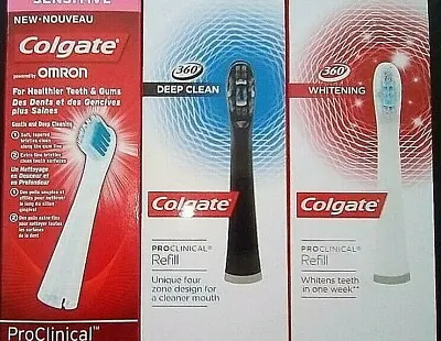 Colgate Proclinical Omron Brush Heads Sensitive/ Deep Clean Black /Whitening 360 • £12.99