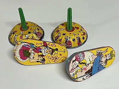 Four Vintage US Metal Toy Mfg Noise Makers New Years Eve Party Crank Spinner Tin • $20