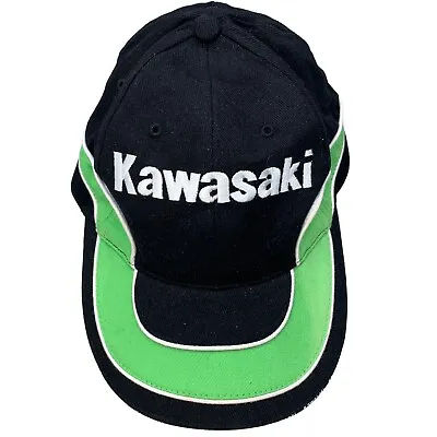 Kawasaki Racing Baseball Cap Hat Black Green Stripe Motorcycle Motorbike Vintage • £19.95