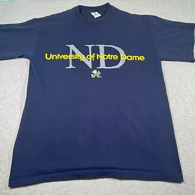 Vintage Notre Dame Shirt Adult Extra Large Navy Blue Single Stitch Mens 90s • $19