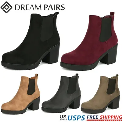 $35.99 • Buy Women Chelsea Boots Chunky Block High Heel Slip On Ankle Boots