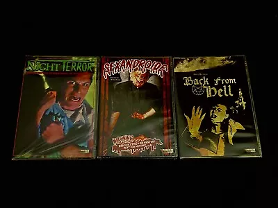 3 Massacre Video Horror DVD Lot! Night Terror Sexandroide Back From Hell NEW • $59.95