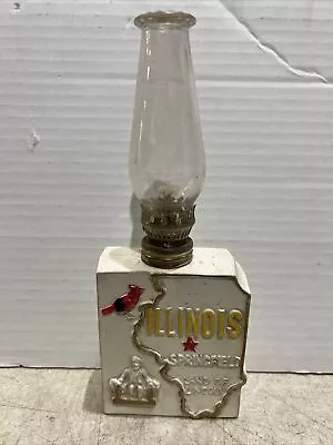 Vintage Mini Ceramic Oil Lamp / Souvenir Springfield Illinois (Land Of Lincon) • $19.99