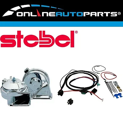 Stebel Chromed Twin Electric Horn Kit 12volt 136dB Chrome Horn + Relay + Wiring • $25.80