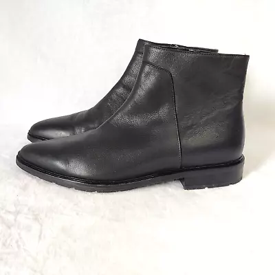 Via Spiga Evanna2 Chelsea Leather Ankle Boots Black Womens US 10 EU40 Side Zip • $74.95