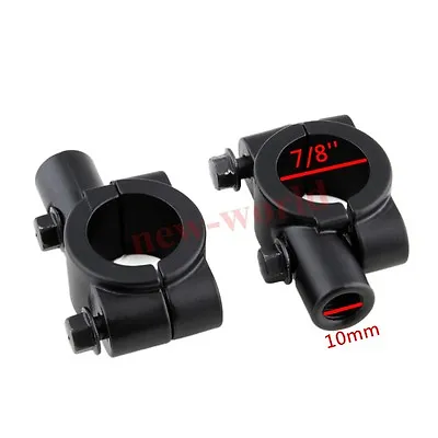 10mm Custom Mirrors Clamp On Mount Adapter For 7/8  Handlebar Motorcycle Black • $10.47