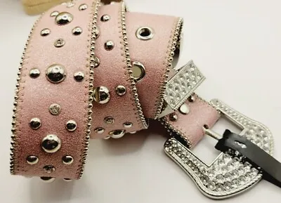 Kathy Van Zealand PINK Belt Silver Studs Vintage Boho Western Womens Sz Small  • $33.30