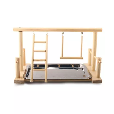 Parrot Play Stand Bird Playground Wood Perch Gym Playpen Ladder With Feeder  • $40.82