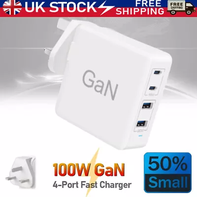 100W GaN USB C Fast Charger PD Type C For Ipad Macbook Samsung Phone Laptop • £31.99