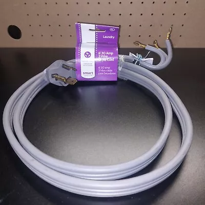 Smart Choice 6ft 30 AMP 3 Prong Wire Dryer Power Cord Gray Laundry Cable • $14