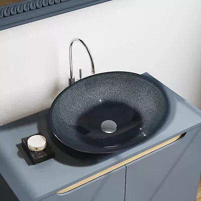 £95.95 • Buy Tempered Glass Basin Sink Bathroom Countertop Wash Bowl Set W/ Tap Pop-up Waste