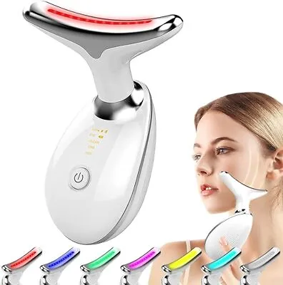 7 Colours Neck Face Lifting Massager Skin Tighten Device LED Anti Wrinkle Beauty • £12.59