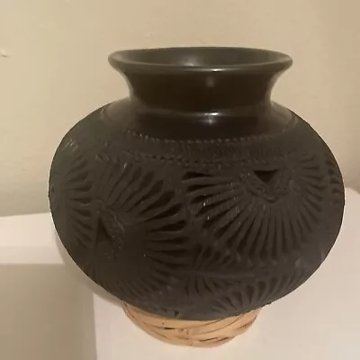 Mexican/ Oaxaca Pottery Pot Black Clay Home Decor Hand Made In Mexico • $25