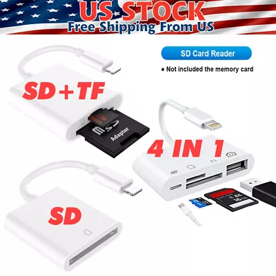 Portable 4 In 1 USB Camera SD TF Card Reader Adapter For IPhone IPod IPad IOS 13 • $9.99