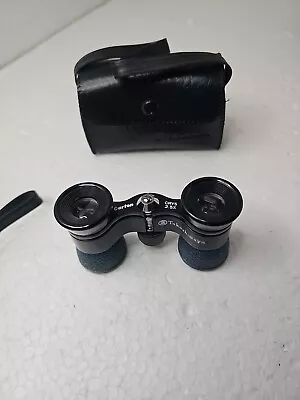 Vintage Carton 2.5X Small Opera Glasses Binoculars With Leather Case • $28