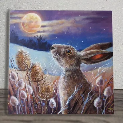 Ceramic Tile Picture  Moonlight Hare  By Judith Yates New & Boxed 20cm X 20cm • £25.95