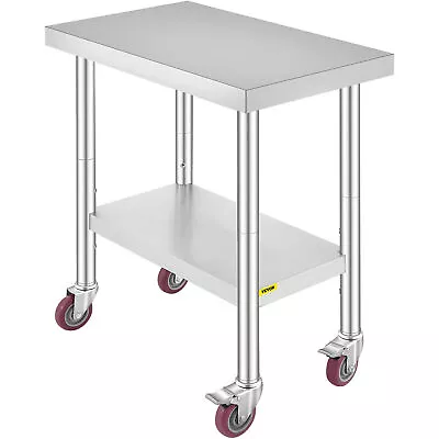 18 X30  Stainless Steel Work Prep Table W/ Wheel& Undershelf Commercial Table • $60.35