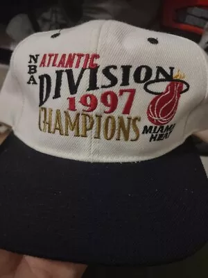 VINTAGE Miami Heat Hat Cap Snapback 1997 Atlantic Division Champions  • $75.85