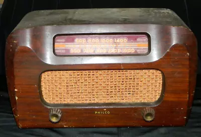 Vintage Philco Tube  Standard & Broadcast Radio Wooden Tabletop #e71054 As Is • $16.50