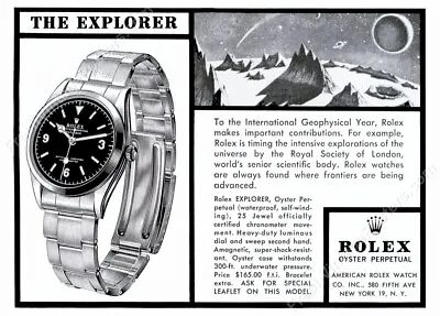 1958s Rolex Explorer Watch Outer Space Strange Planet Ad NEW Poster 18x24 • $21.25