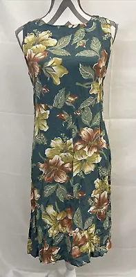 Tommy Bahama Green And Yellow Floral Maxi Dress Woman Size 8 Hibiscus FS Charity • $30