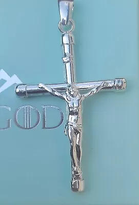 Crucifix Cross Pendant Real Solid 925 Sterling Silver Men Women Italy Jargod • $40