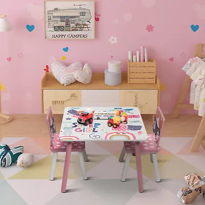 Kids Table And 2 Chairs Set Children Playroom Activity Reading Paiting Furniture • £49.99