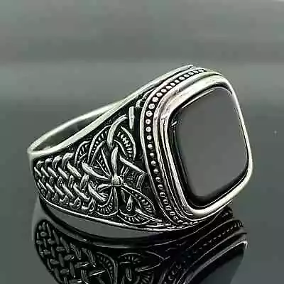 Men Black Onyx Signet Ring  Wedding Ring For Men  Square Onyx Ring • $65