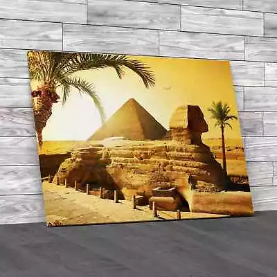 Sphinx And Pyramid In Egyptian Desert Original Canvas Print Large Picture Wall • £14.95